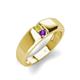 4 - Ethan 3.00 mm Round Yellow Diamond and Amethyst 2 Stone Men Wedding Ring 