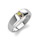 4 - Ethan 3.00 mm Round Yellow Diamond and Smoky Quartz 2 Stone Men Wedding Ring 