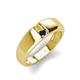 4 - Ethan 3.00 mm Round Yellow Diamond and Blue Sapphire 2 Stone Men Wedding Ring 