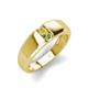 4 - Ethan 3.00 mm Round Yellow Diamond and Peridot 2 Stone Men Wedding Ring 