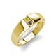 4 - Ethan 3.00 mm Round Yellow Diamond and Smoky Quartz 2 Stone Men Wedding Ring 