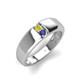 4 - Ethan 3.00 mm Round Yellow Diamond and Iolite 2 Stone Men Wedding Ring 