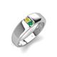 4 - Ethan 3.00 mm Round Yellow Diamond and Emerald 2 Stone Men Wedding Ring 