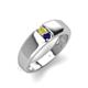 4 - Ethan 3.00 mm Round Yellow Diamond and Blue Sapphire 2 Stone Men Wedding Ring 