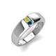 4 - Ethan 3.00 mm Round Yellow Diamond and Blue Diamond 2 Stone Men Wedding Ring 