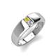 4 - Ethan 3.00 mm Round Yellow Diamond and Forever One Moissanite 2 Stone Men Wedding Ring 