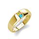 4 - Ethan 3.00 mm Round Yellow Diamond and Turquoise 2 Stone Men Wedding Ring 