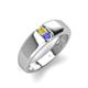 4 - Ethan 3.00 mm Round Yellow Diamond and Tanzanite 2 Stone Men Wedding Ring 