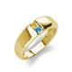4 - Ethan 3.00 mm Round Yellow Diamond and Blue Topaz 2 Stone Men Wedding Ring 