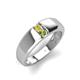 4 - Ethan 3.00 mm Round Yellow Diamond and Peridot 2 Stone Men Wedding Ring 