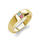 4 - Ethan 3.00 mm Round Aquamarine and Pink Tourmaline 2 Stone Men Wedding Ring 