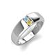 4 - Ethan 3.00 mm Round Aquamarine and Yellow Sapphire 2 Stone Men Wedding Ring 