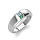 4 - Ethan 3.00 mm Round Aquamarine and Lab Created Alexandrite 2 Stone Men Wedding Ring 