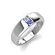 4 - Ethan 3.00 mm Round Aquamarine and Tanzanite 2 Stone Men Wedding Ring 