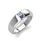 4 - Ethan 3.00 mm Round Aquamarine and Iolite 2 Stone Men Wedding Ring 