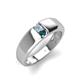 4 - Ethan 3.00 mm Round Aquamarine and London Blue Topaz 2 Stone Men Wedding Ring 