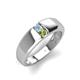 4 - Ethan 3.00 mm Round Aquamarine and Peridot 2 Stone Men Wedding Ring 