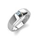 4 - Ethan 3.00 mm Round Aquamarine and Black Diamond 2 Stone Men Wedding Ring 