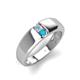 4 - Ethan 3.00 mm Round Aquamarine and Turquoise 2 Stone Men Wedding Ring 