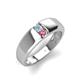 4 - Ethan 3.00 mm Round Aquamarine and Pink Tourmaline 2 Stone Men Wedding Ring 