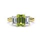 1 - Aletta 9x7 mm Emerald Cut Peridot and Lab Grown Diamond Three Stone Engagement Ring 