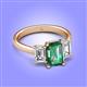 4 - Aletta 9x7 mm Emerald Cut Lab Created Alexandrite and Lab Grown Diamond Three Stone Engagement Ring 