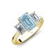 5 - Aletta 9x7 mm Emerald Cut Aquamarine and Lab Grown Diamond Three Stone Engagement Ring 