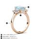 6 - Aletta 9x7 mm Emerald Cut Aquamarine and Lab Grown Diamond Three Stone Engagement Ring 