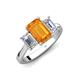 5 - Aletta 9x7 mm Emerald Cut Citrine and Lab Grown Diamond Three Stone Engagement Ring 