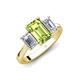 5 - Aletta 9x7 mm Emerald Cut Peridot and Lab Grown Diamond Three Stone Engagement Ring 