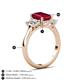 6 - Aletta 9x7 mm Emerald Cut Lab Created Ruby and Lab Grown Diamond Three Stone Engagement Ring 