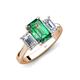 5 - Aletta 9x7 mm Emerald Cut Lab Created Alexandrite and Lab Grown Diamond Three Stone Engagement Ring 