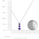 4 - Kesha (3.4mm) Round Iolite Graduated Three Stone Drop Pendant 