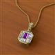 2 - Pamela Iris 0.71 ctw Emerald Cut Amethyst and Baguette Diamond Milgrain Halo Pendant Necklace 