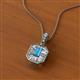 2 - Pamela Iris 0.80 ctw Emerald Cut Blue Topaz and Baguette Diamond Milgrain Halo Pendant Necklace 