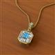 2 - Pamela Iris 0.80 ctw Emerald Cut Blue Topaz and Baguette Diamond Milgrain Halo Pendant Necklace 