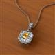 2 - Pamela Iris 0.71 ctw Emerald Cut Citrine and Baguette Diamond Milgrain Halo Pendant Necklace 