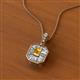 2 - Pamela Iris 0.71 ctw Emerald Cut Citrine and Baguette Diamond Milgrain Halo Pendant Necklace 