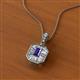 2 - Pamela Iris 0.68 ctw Emerald Cut Iolite and Baguette Diamond Milgrain Halo Pendant Necklace 