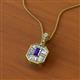 2 - Pamela Iris 0.68 ctw Emerald Cut Iolite and Baguette Diamond Milgrain Halo Pendant Necklace 