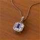 2 - Pamela Iris 0.68 ctw Emerald Cut Iolite and Baguette Diamond Milgrain Halo Pendant Necklace 