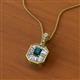 2 - Pamela Iris 0.80 ctw Emerald Cut London Blue Topaz and Baguette Diamond Milgrain Halo Pendant Necklace 