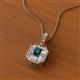 2 - Pamela Iris 0.80 ctw Emerald Cut London Blue Topaz and Baguette Diamond Milgrain Halo Pendant Necklace 