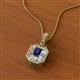 2 - Pamela Iris 0.73 ctw Emerald Cut Blue Sapphire and Baguette Diamond Milgrain Halo Pendant Necklace 