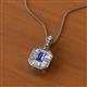2 - Pamela Iris 0.70 ctw Emerald Cut Tanzanite and Baguette Diamond Milgrain Halo Pendant Necklace 