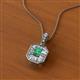 2 - Pamela Iris 0.68 ctw Emerald Cut Emerald and Baguette Diamond Milgrain Halo Pendant Necklace 