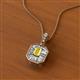 2 - Pamela Iris 0.73 ctw Emerald Cut Yellow Sapphire and Baguette Diamond Milgrain Halo Pendant Necklace 