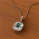 2 - Pamela Iris 0.80 Emerald Cut Lab Created Alexandrite and Baguette Diamond Milgrain Halo Pendant Necklace 