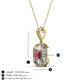 3 - Pamela Iris 0.78 ctw Emerald Cut Pink Tourmaline and Baguette Diamond Milgrain Halo Pendant Necklace 
