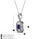 3 - Pamela Iris 0.68 ctw Emerald Cut Iolite and Baguette Diamond Milgrain Halo Pendant Necklace 